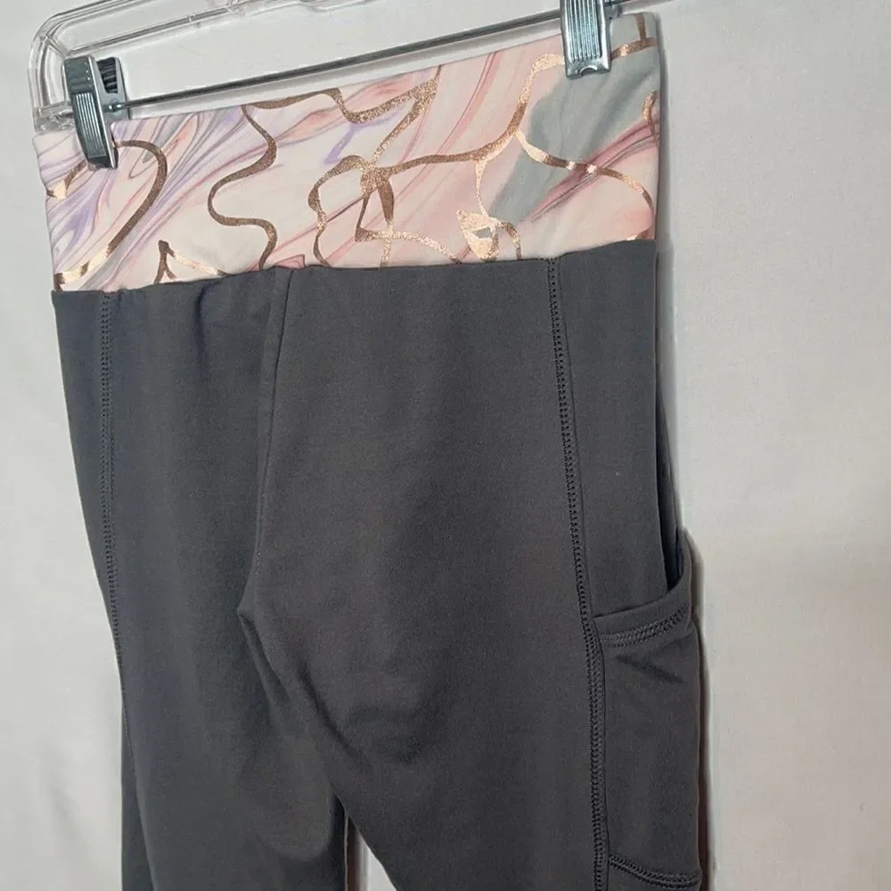 Justice Metallic Rose Gold/ Grey Leggings. Size 12.‎